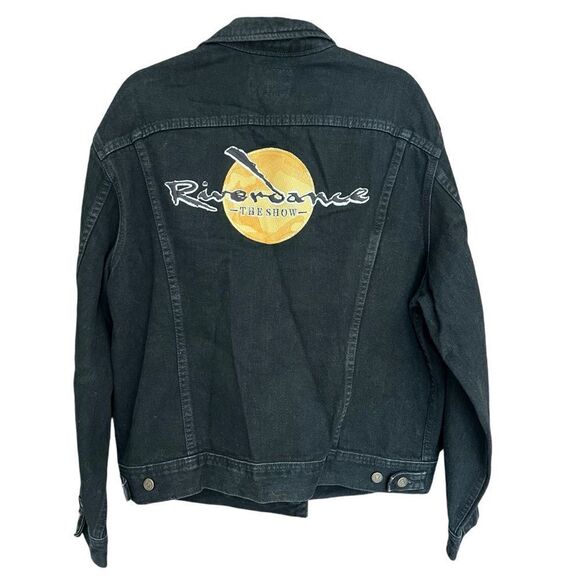 Authentic Riverdance Denim Jacket. Original Crew Jacket. Lee Black Denim Sz L. - Picture 1 of 5
